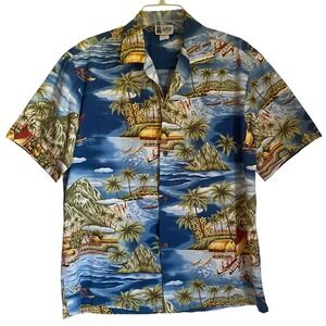 Vintage Aloha Republic Hawaiian Shirt Men L Multicolor Cotton Surf Made Hawaii